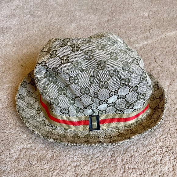 Rare Vintage Gucci Women’s Fedora Bucket Hat, Cloth, w GG monogram. Small - Picture 6 of 9